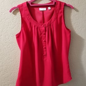 Red Silky sleeveless blouse